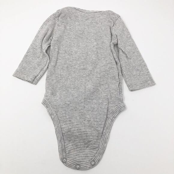 Carter's Baby Girl Striped Gray Long Sleeve Bodysuit 3M - Picture 2 of 4